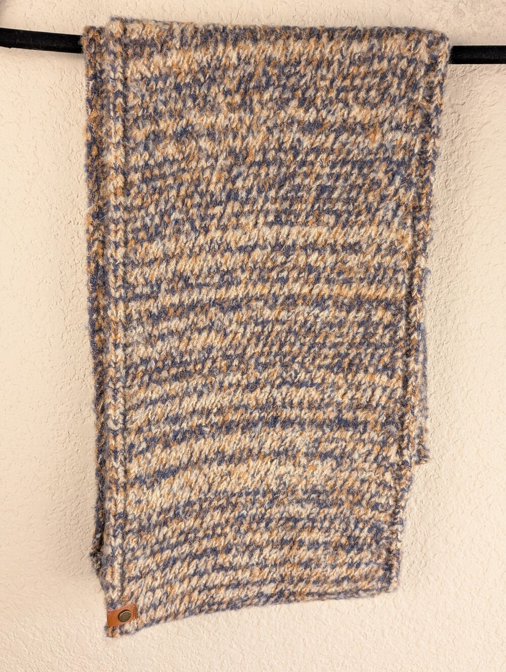 Frye & Co Knit Infinity Scarf Blue Tan 10" x 66" Around Like New Condition